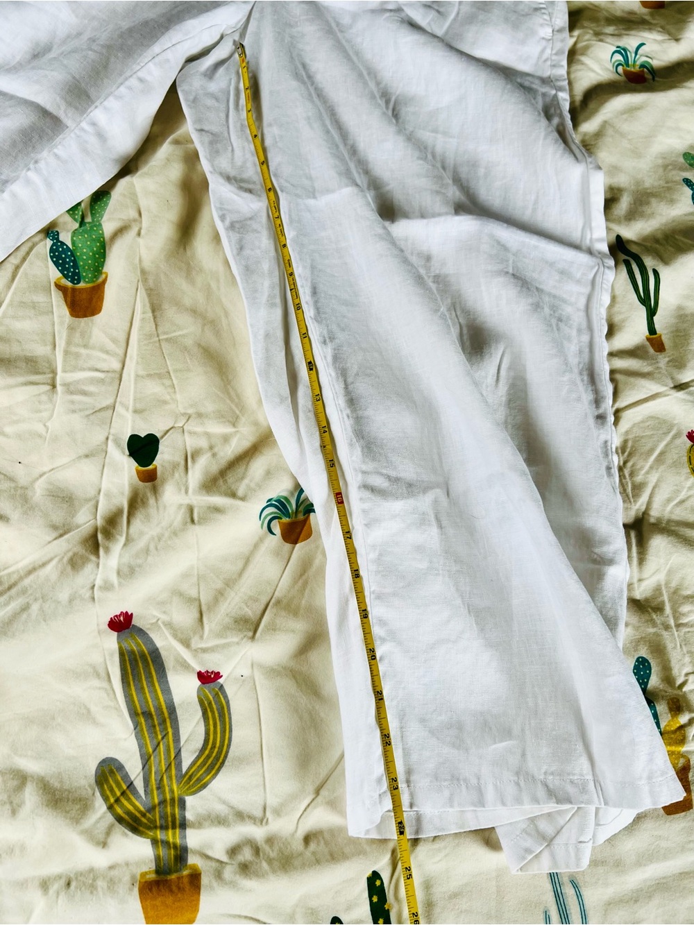 Eileen Fisher White Wide-Leg Linen Blend Pants - Picture 6 of 9